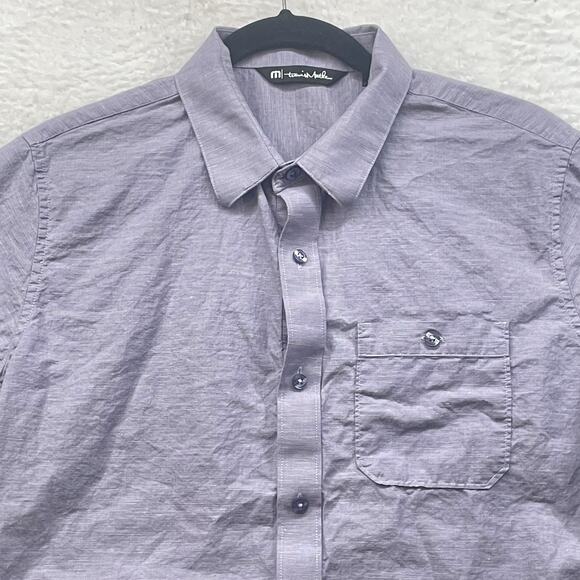 Travis Mathew Shirt Mens Medium Purple Studebaker Button Pocket Golf Casual - Picture 5 of 11